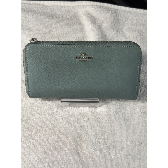 Coach Factory Wallet 6.75X3.75x2” Teal Leather Zip Around - Picture 1 of 11